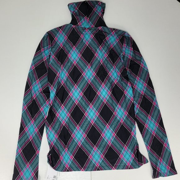 Marc Cain Womens Long Sleece Turtle Neck Shirt Black Turquoi Brand New with Tags - Picture 2 of 7